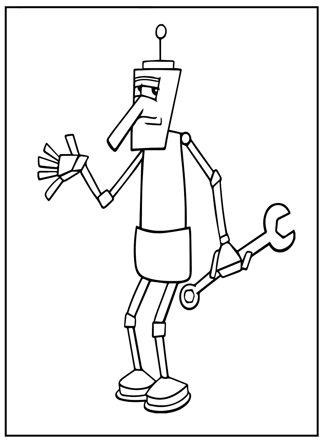 Robot And Wrench Coloring Pages