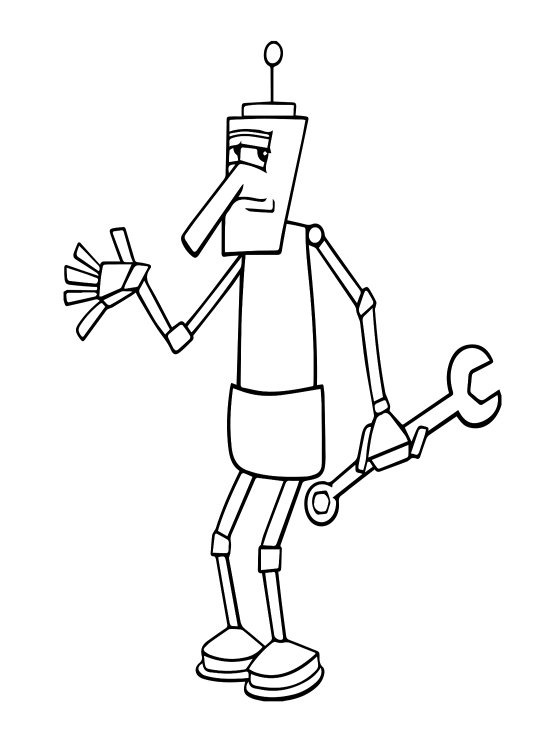 Robot and Wrench Coloring Page