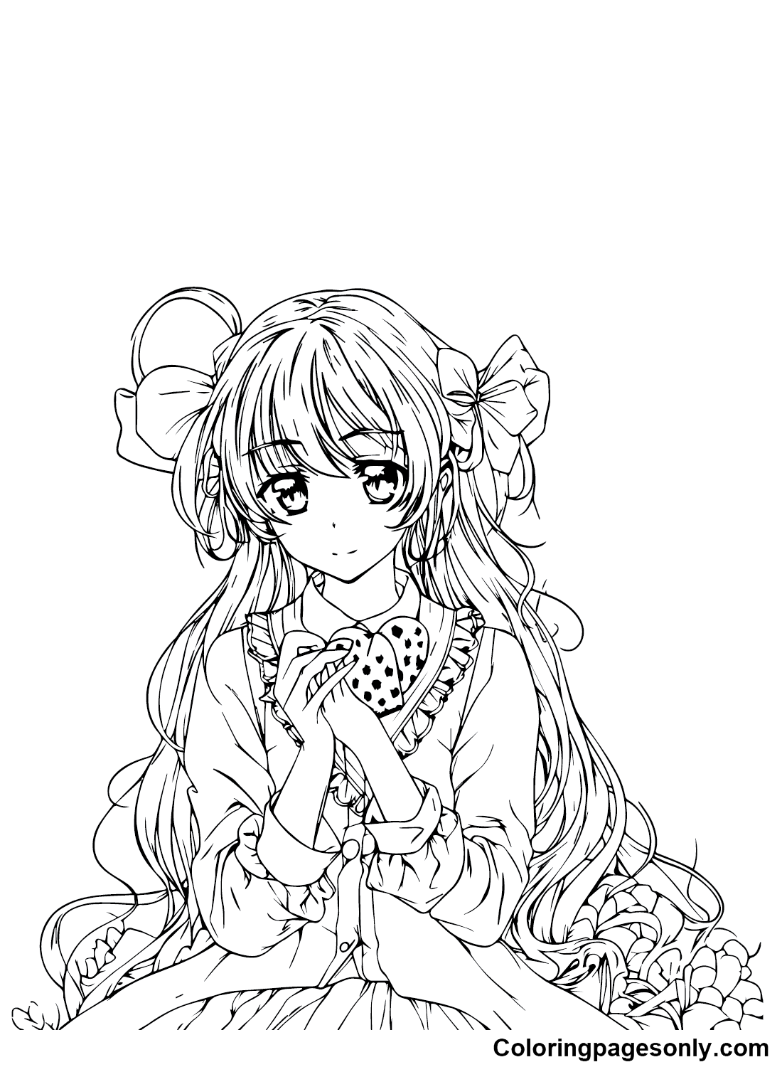 Desenho de Menina anime para colorir