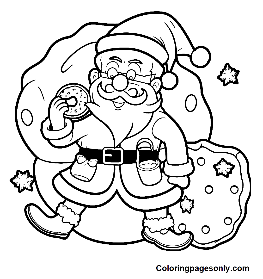 Santa Eating Cookies Coloring Pages