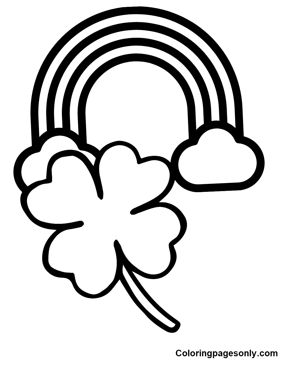 Shamrock with Rainbow Coloring Pages