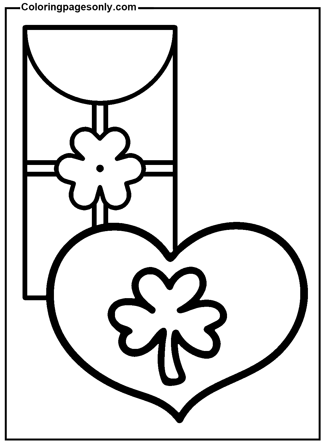 Shamrock With Heart Coloring Pages