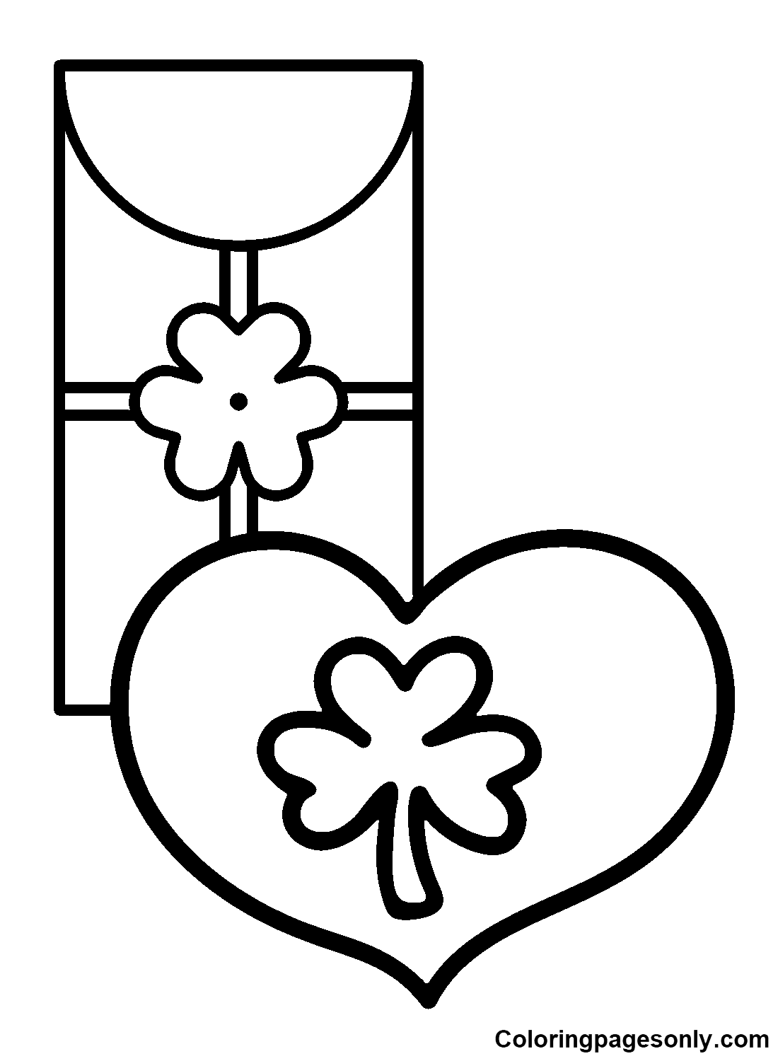 Shamrock with heart Coloring Pages