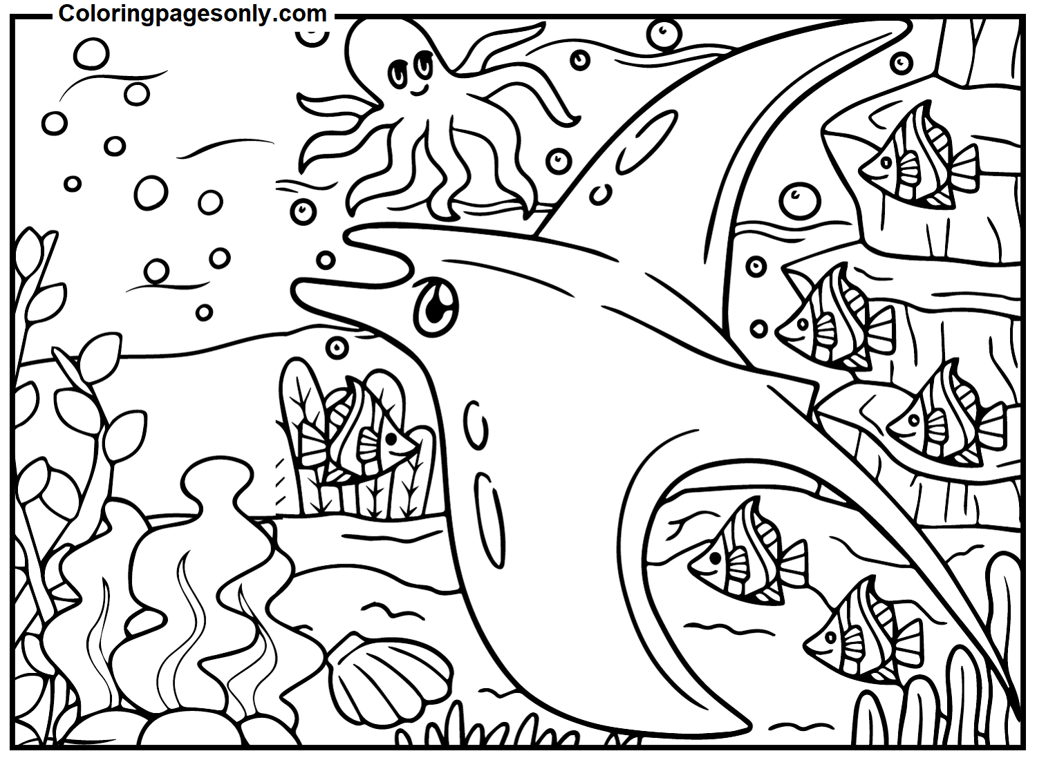 Stingray And Octopus Coloring Pages