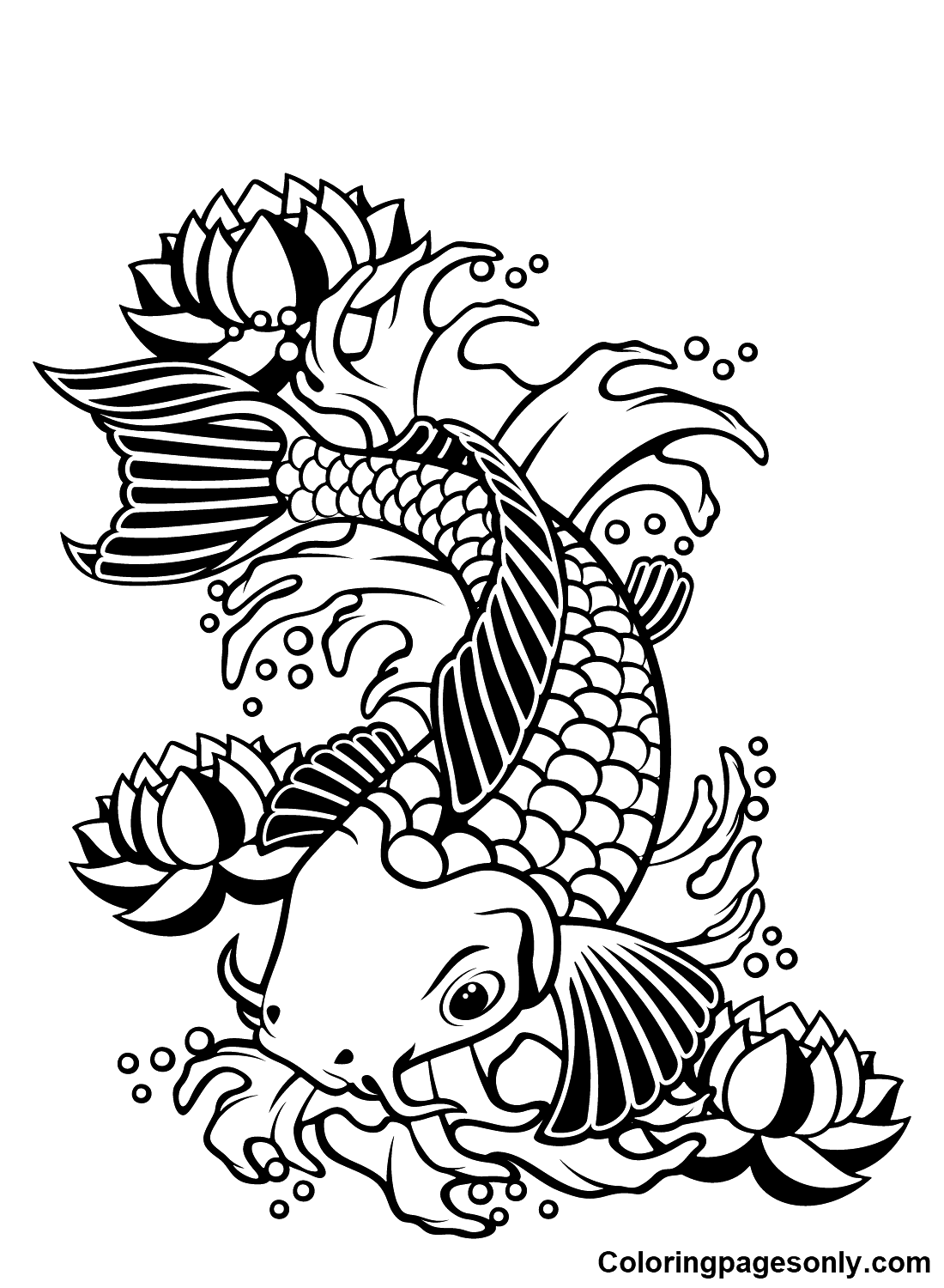 Tatto Koi Fish Coloring Pages