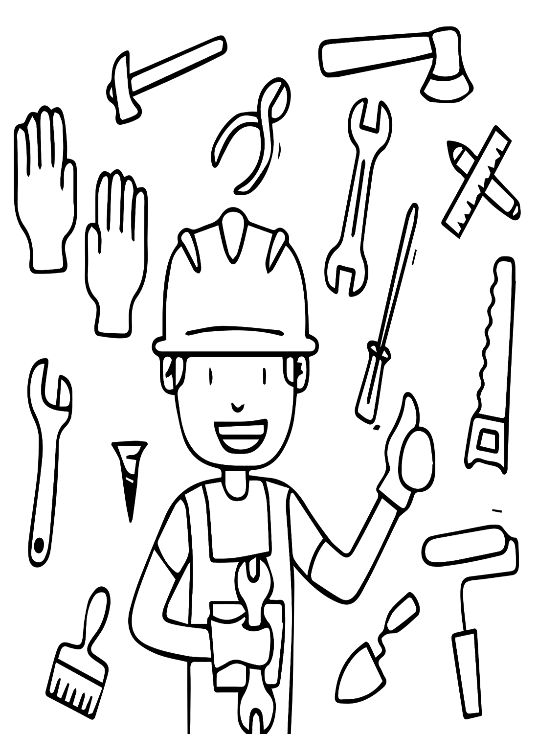 Technician and Wrench Images Coloring Page