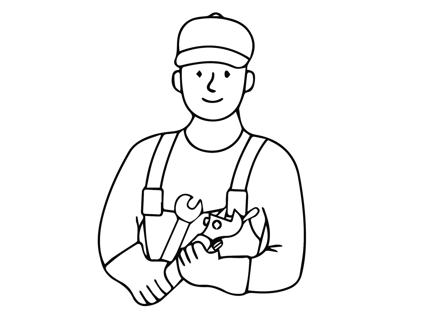 Technician and Wrench Pictures Coloring Page