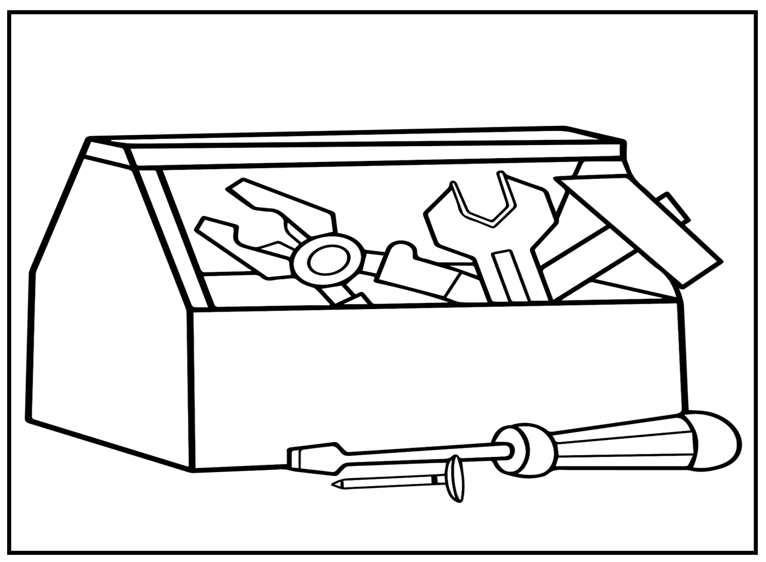 Toolbox And Wrench Coloring Pages