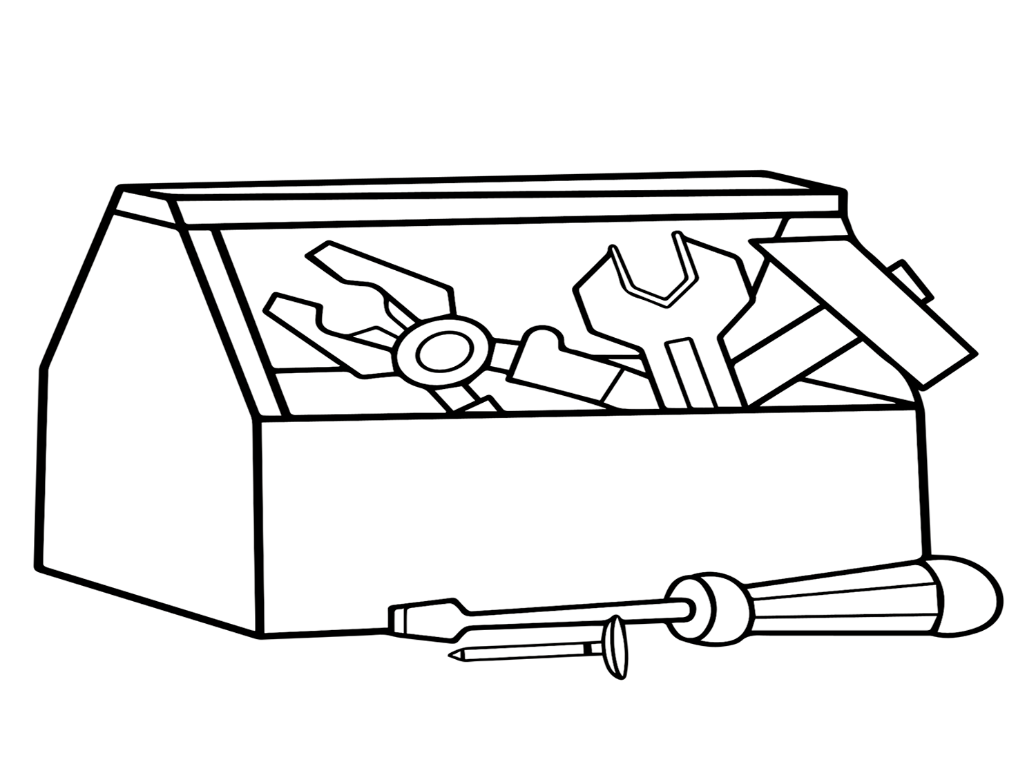Toolbox and Wrench Coloring Page