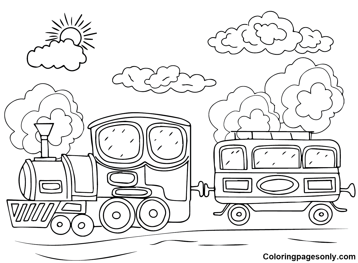 Train Images Coloring Page