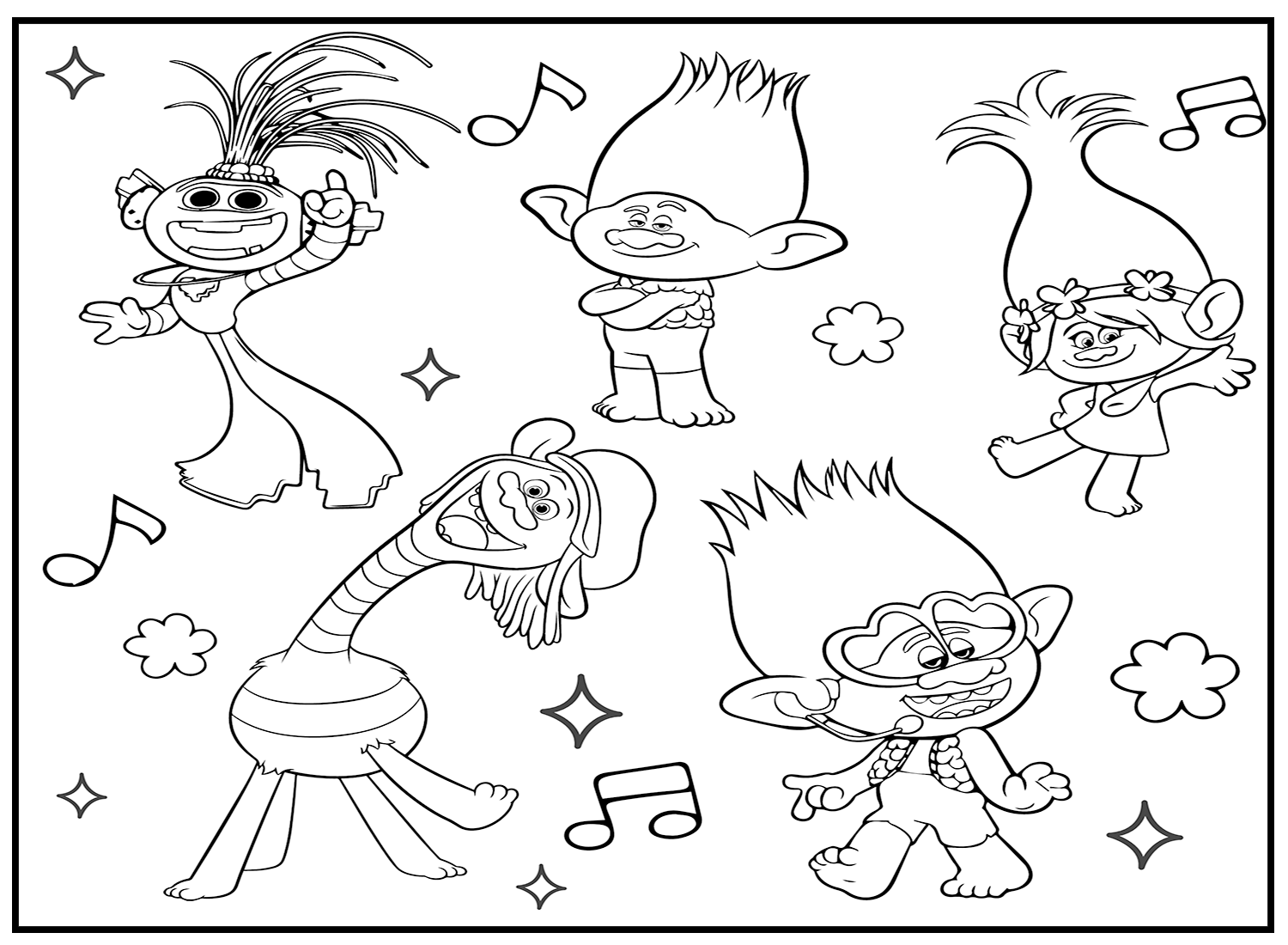 Desenhos para colorir Trolls Turnê mundial (World Tour)