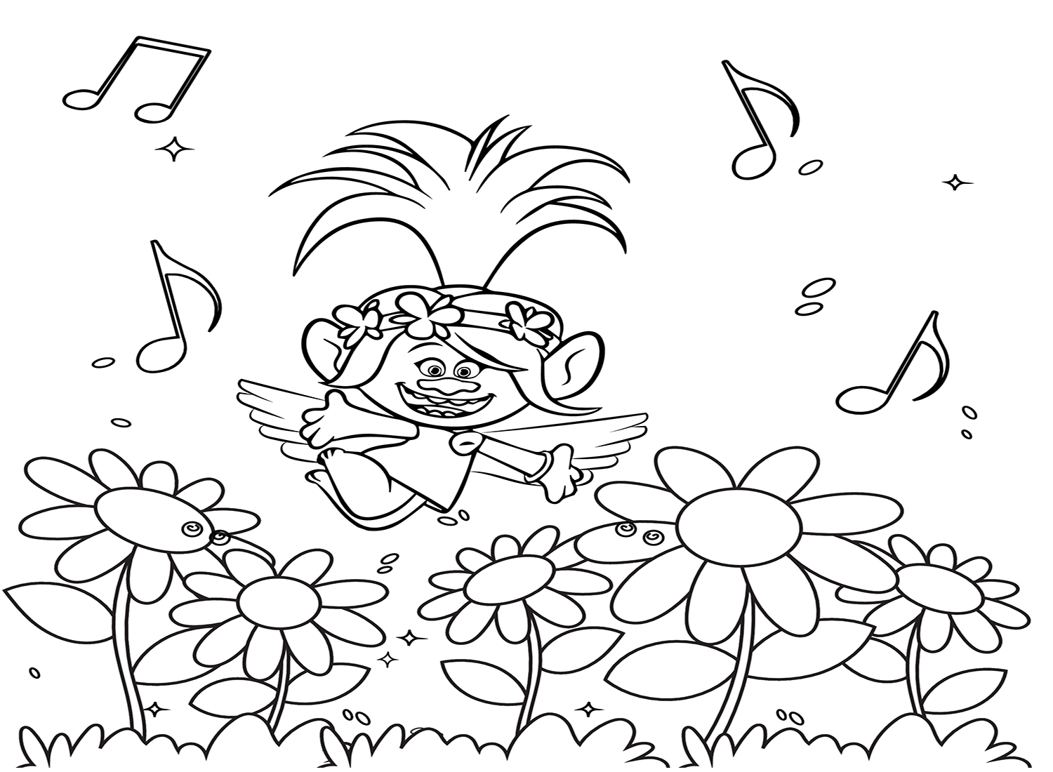 Trolls World Tour Movie Coloring Page