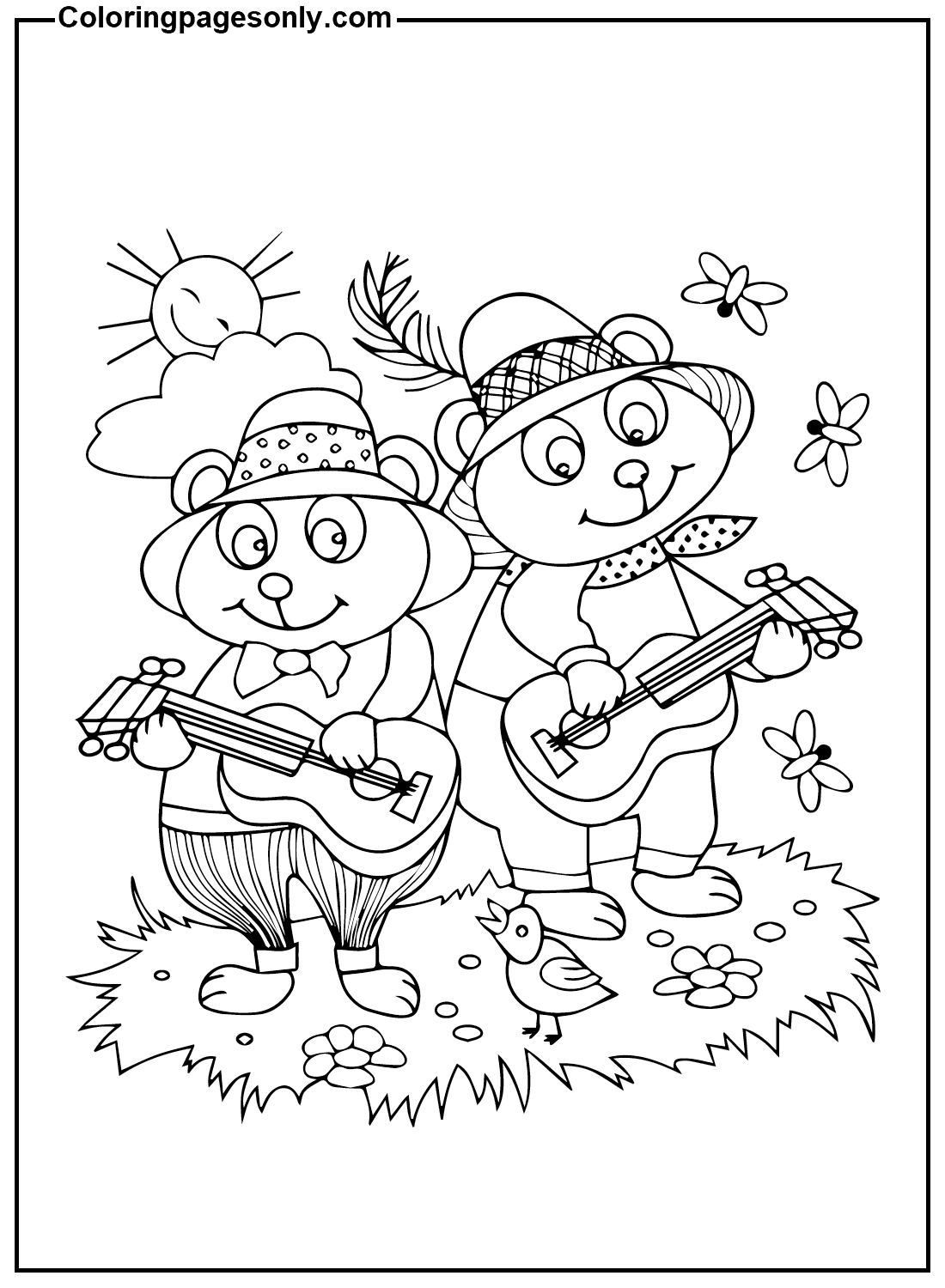 Twee beer met gitaar van Gitaar