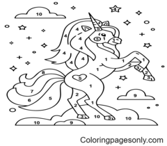 Unicorno Color By Number Disegni da colorare