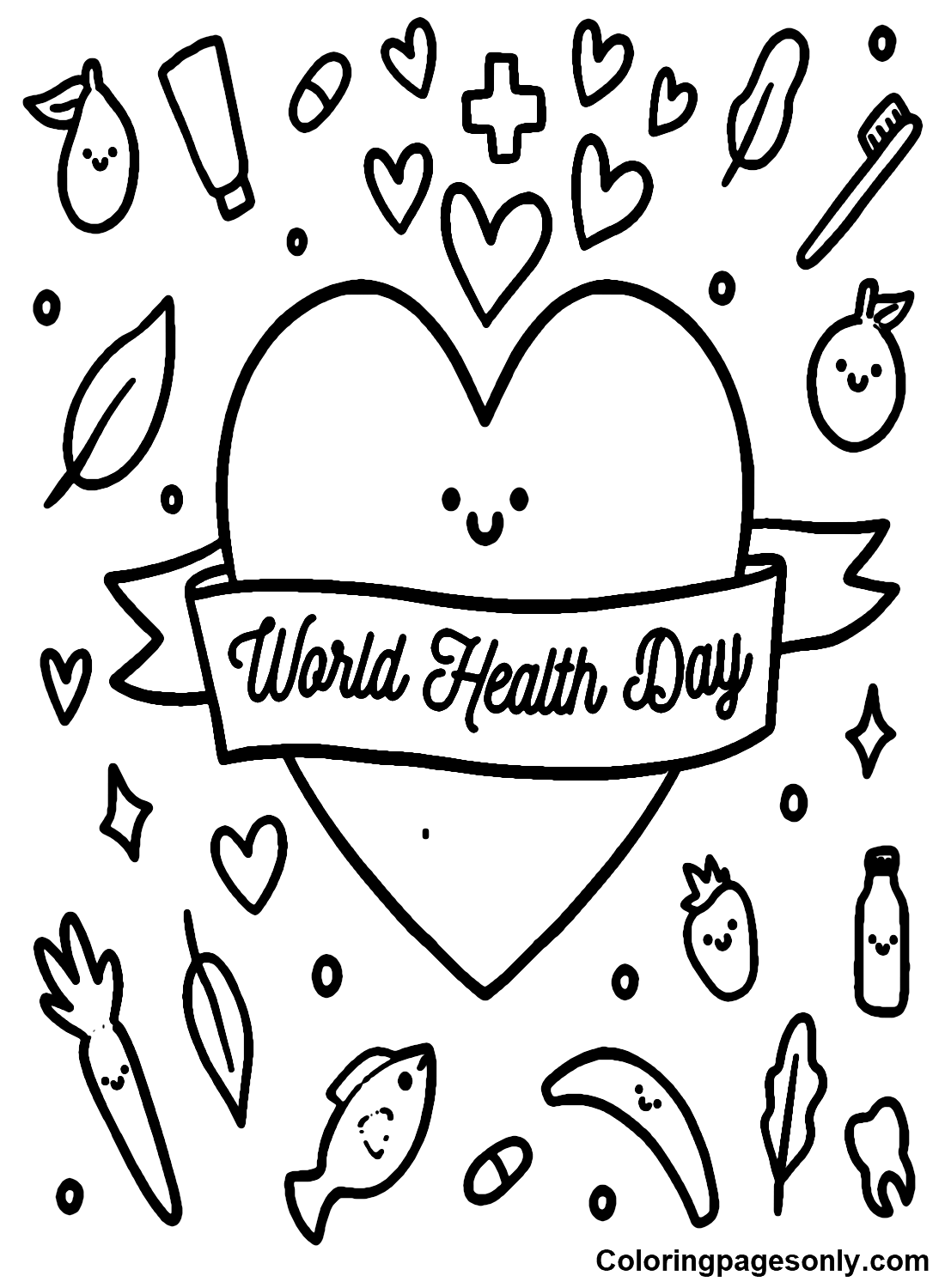 World Health Day Free Printable Coloring Page