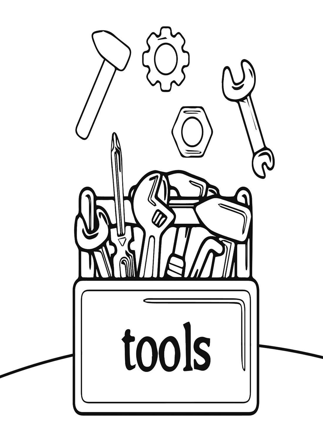 Wrench with Toolbox Coloring Pages