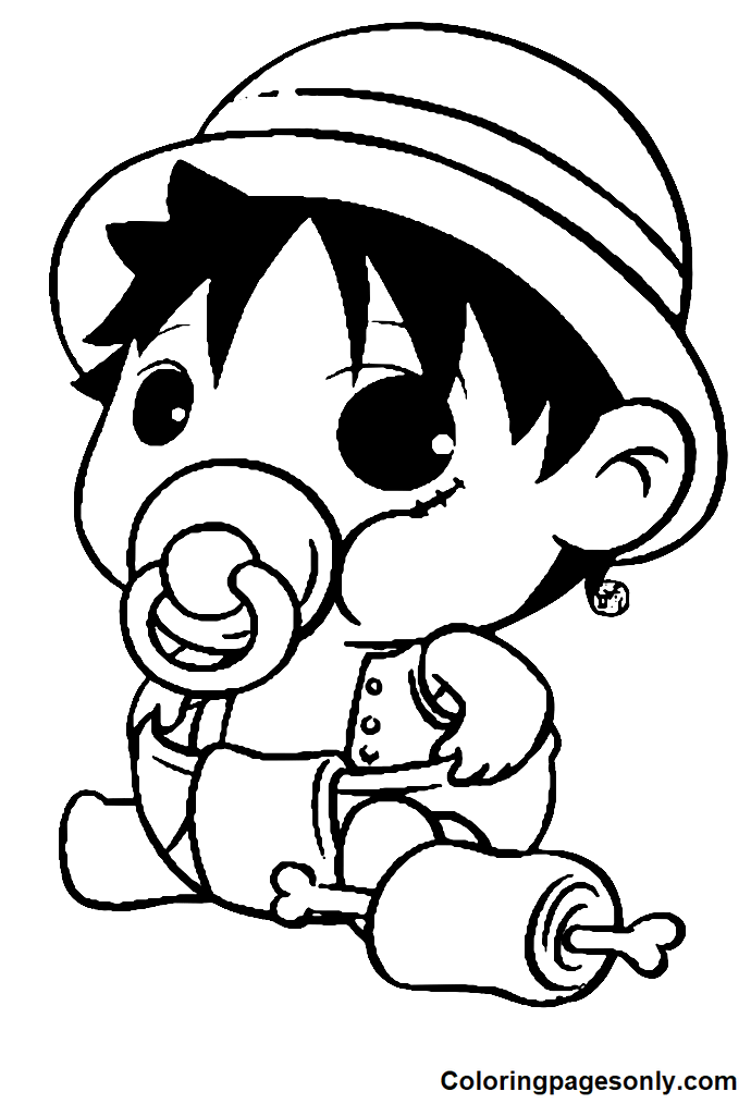 Baby Luffy Sitting Coloring Pages