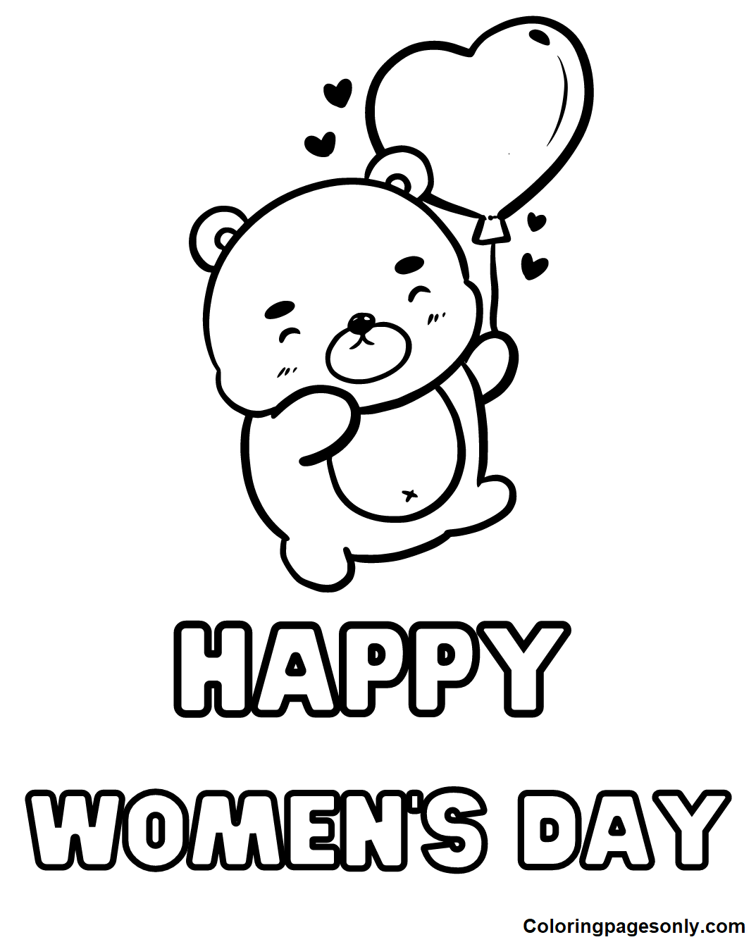 Bear Happy Women’s Day Coloring Pages