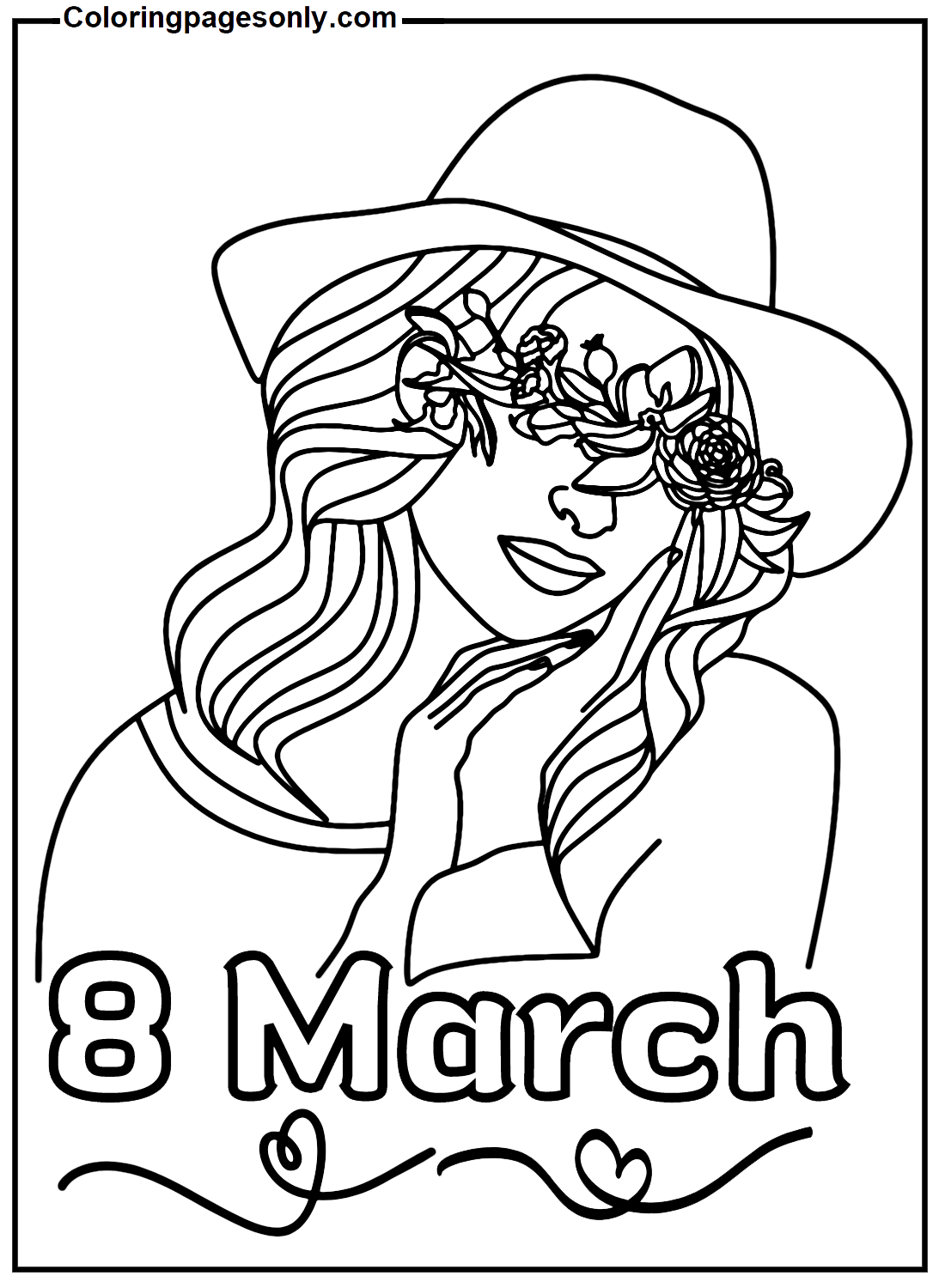 Beautiful Women In 8 March Coloring Pages