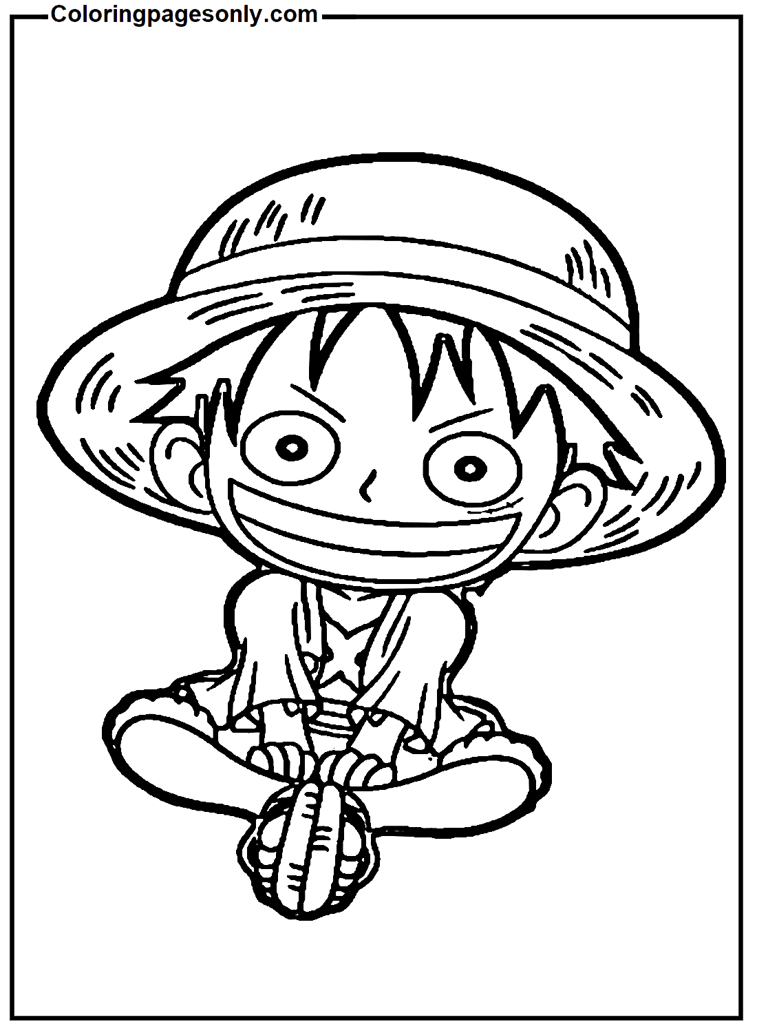 Cute Chibi Luffy Coloring Page
