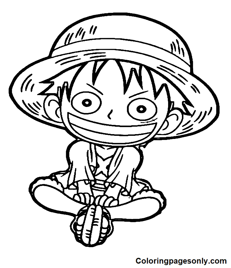 Cute Chibi Luffy Coloring Pages