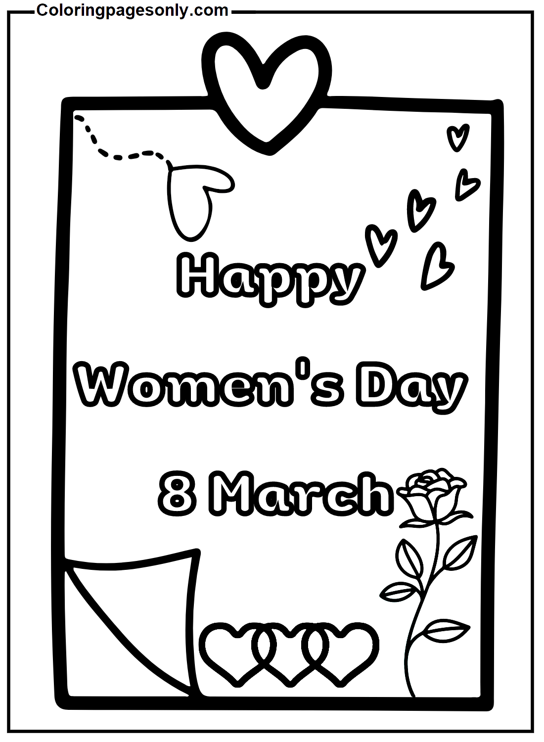 Happy Women’s Day 8 March Coloring Page