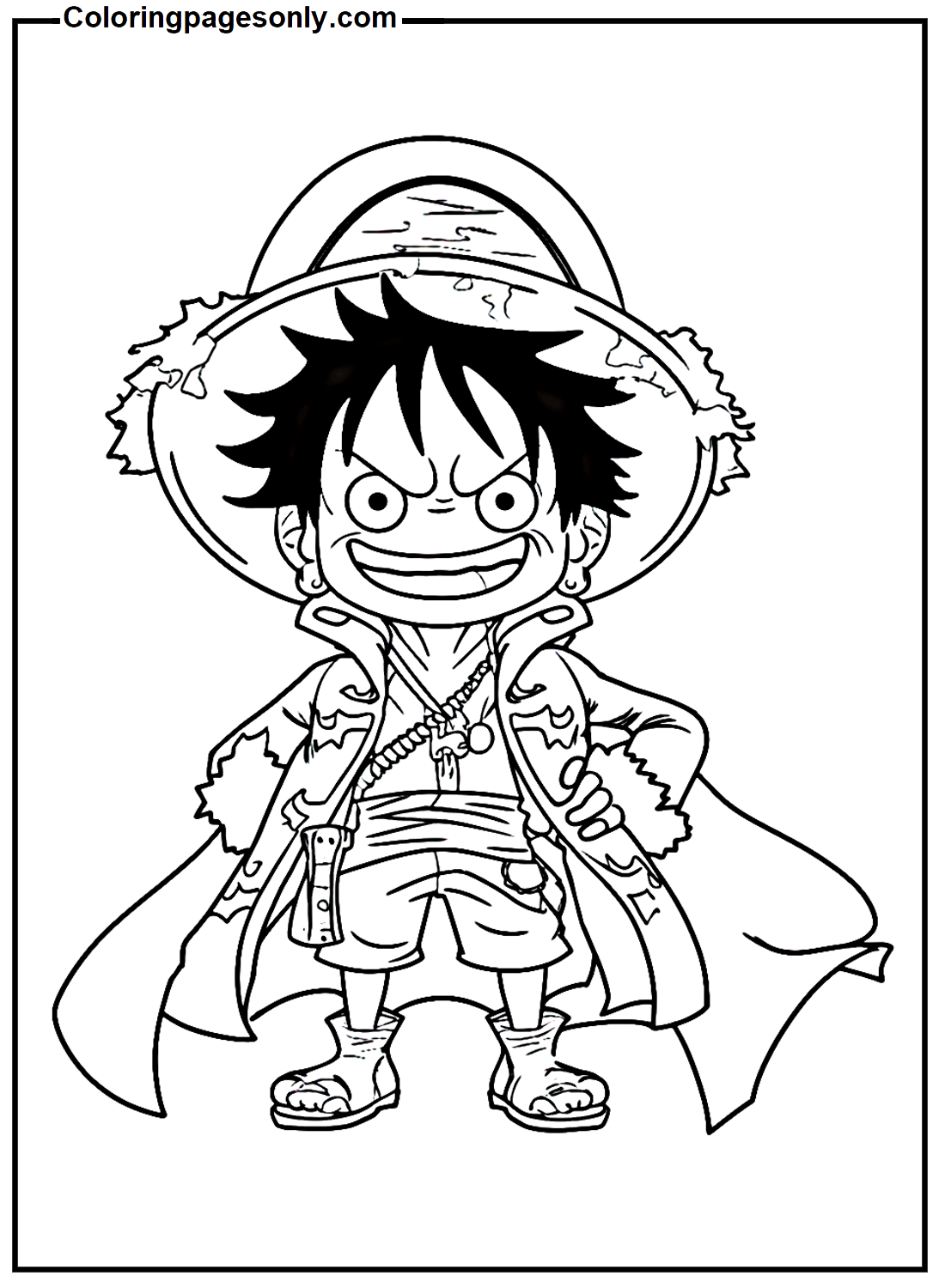 Petit Luffy dans une cape de pirate de Luffy