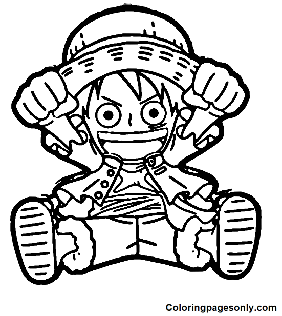 Luffy Sitting Coloring Pages