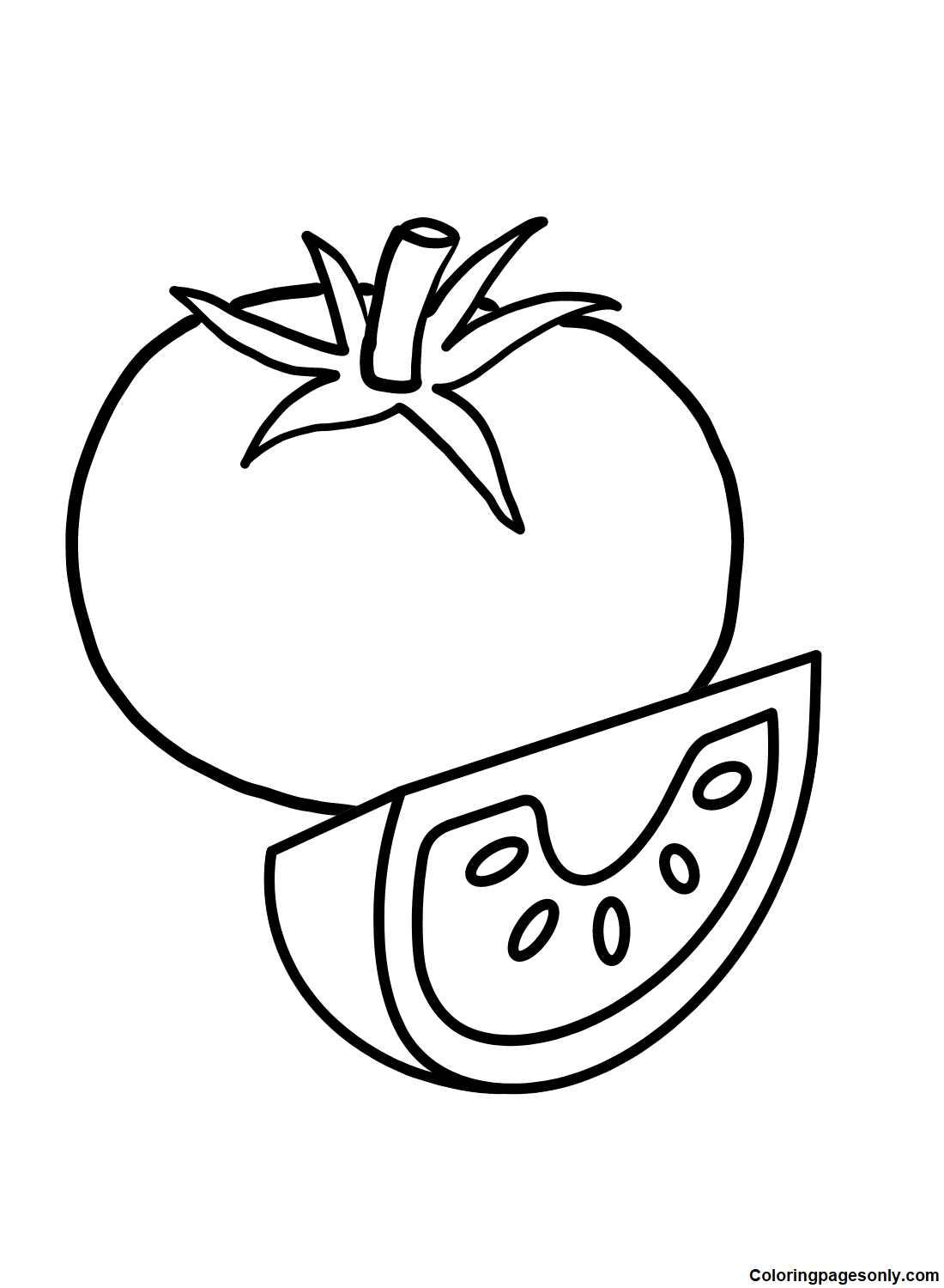 A Tomato and Quarter Tomato Coloring Pages