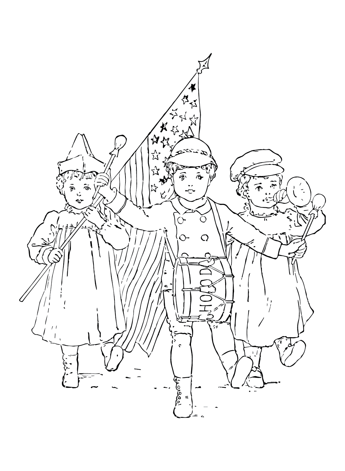 American Flag And Baby Coloring Page