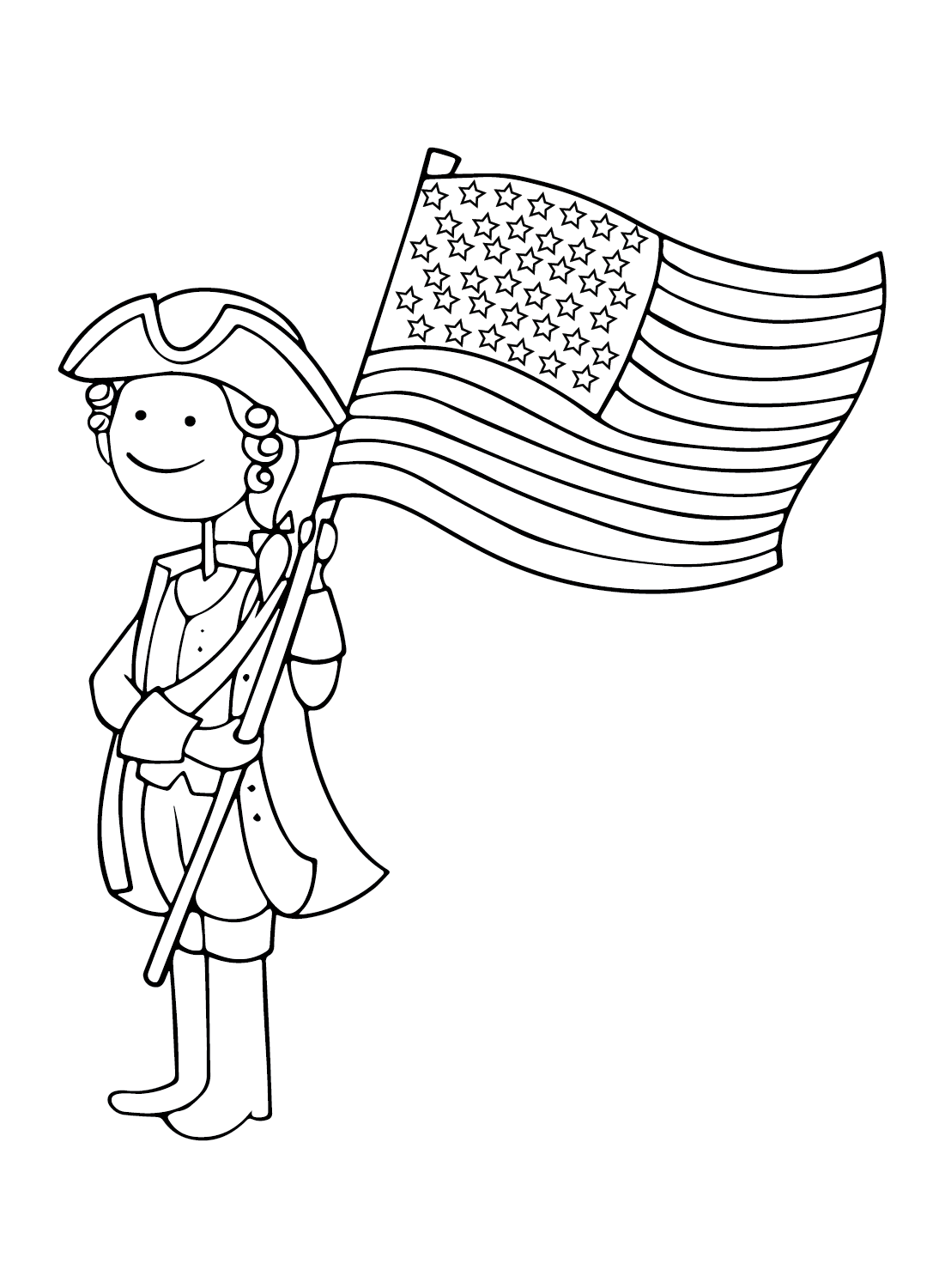 American Flag Cartoon Coloring Page