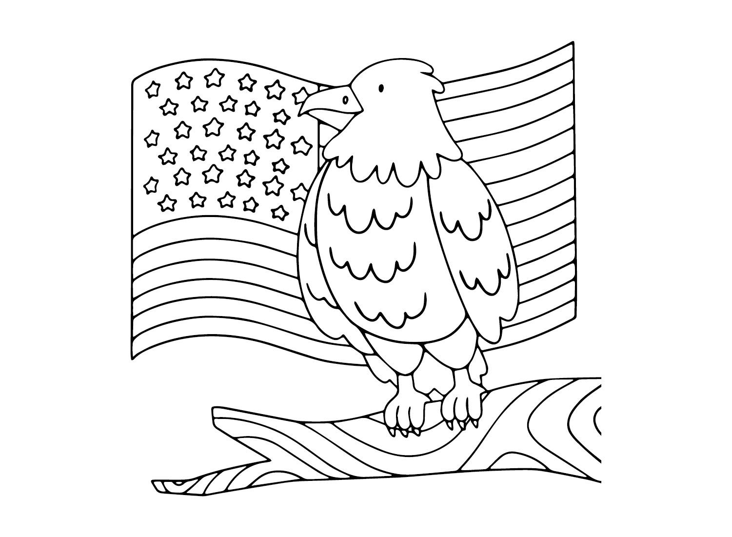 American Flag Free Coloring Page