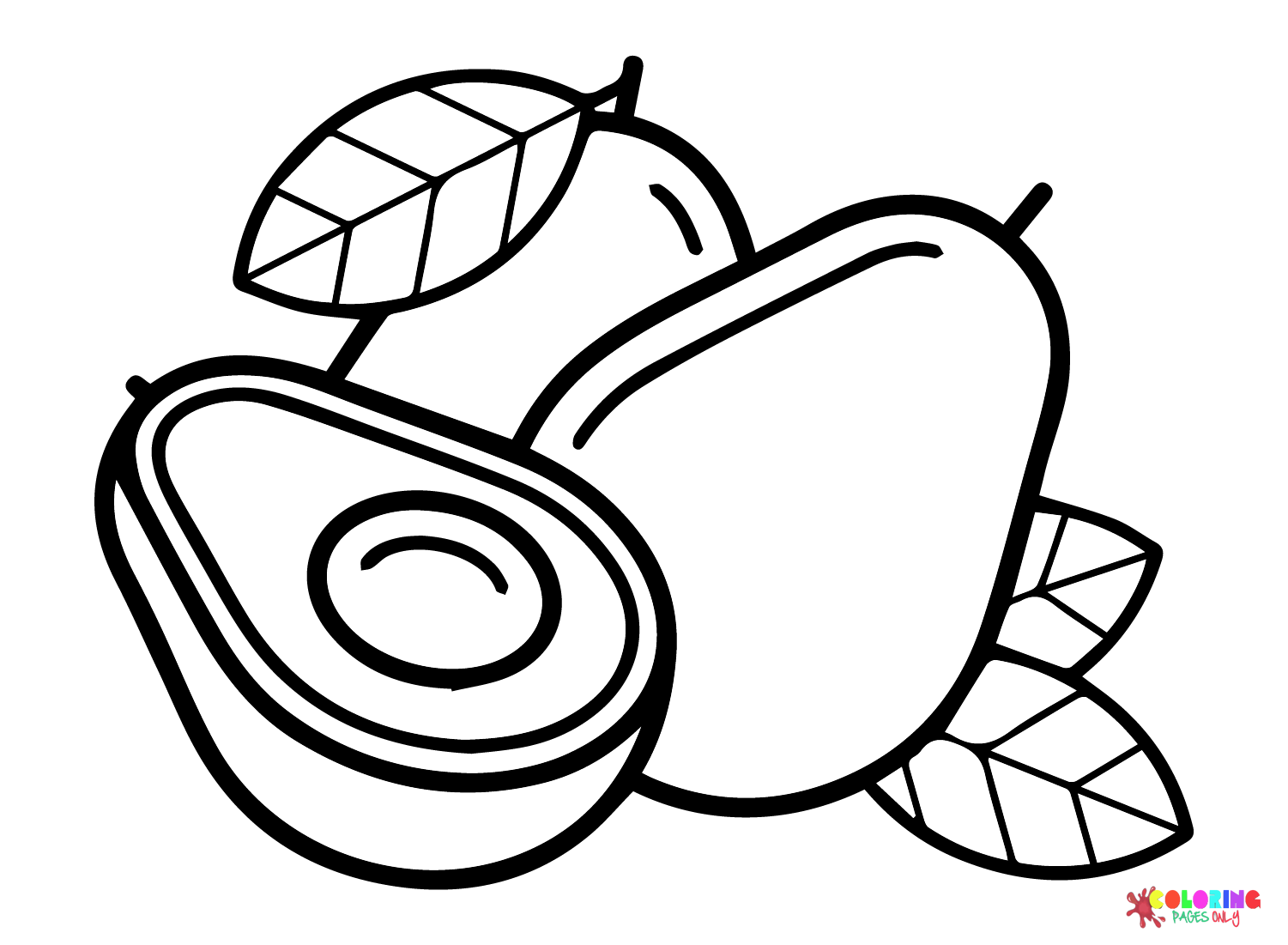 Avocado Drawing Coloring Page