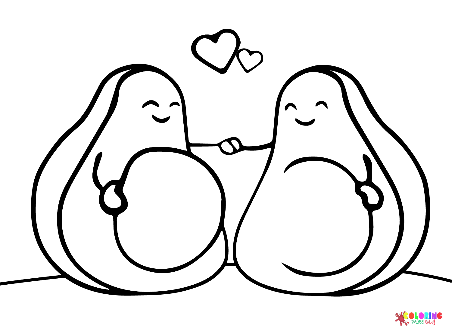 Avocado in Love Coloring Page