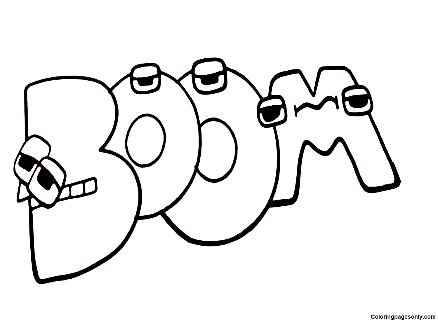 BOOM from Alphabet Lore Coloring Page