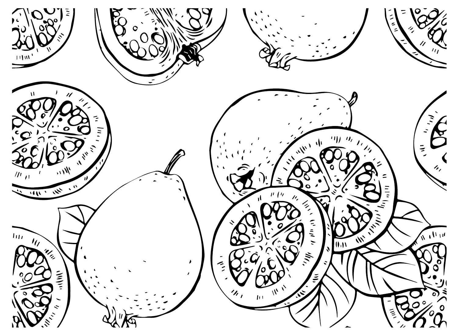 Background Guavas Coloring Page