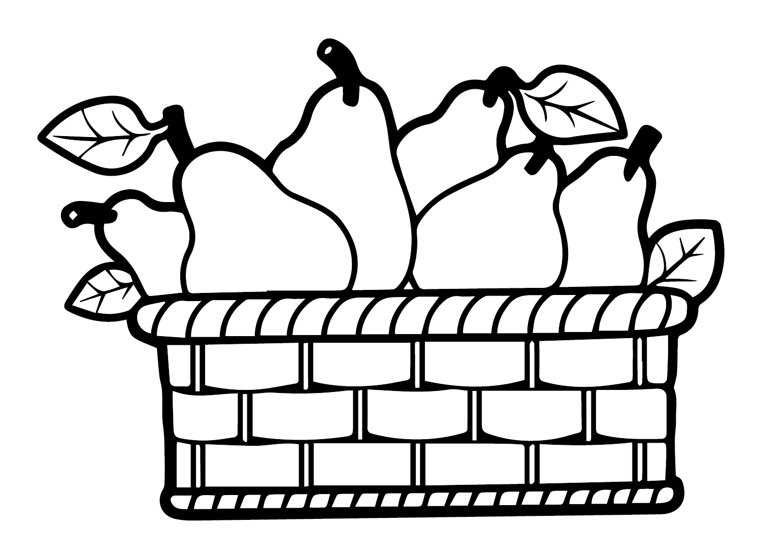 Basket of Pears Coloring Page