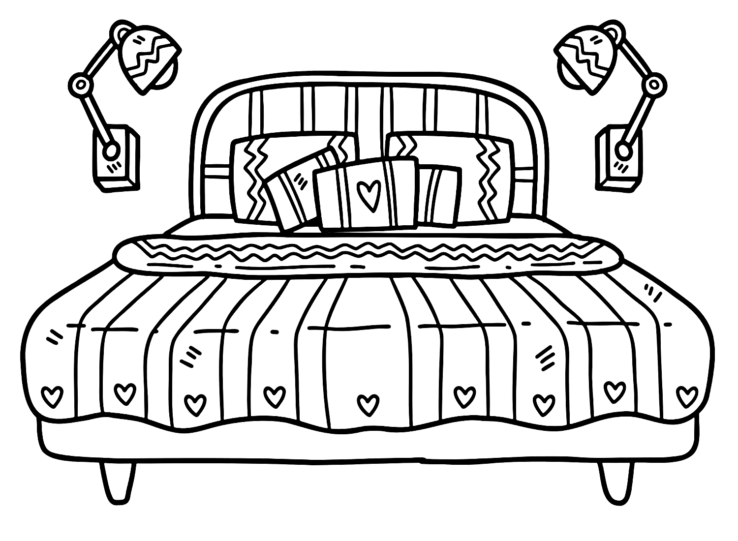 Bed and Lamp Coloring Page