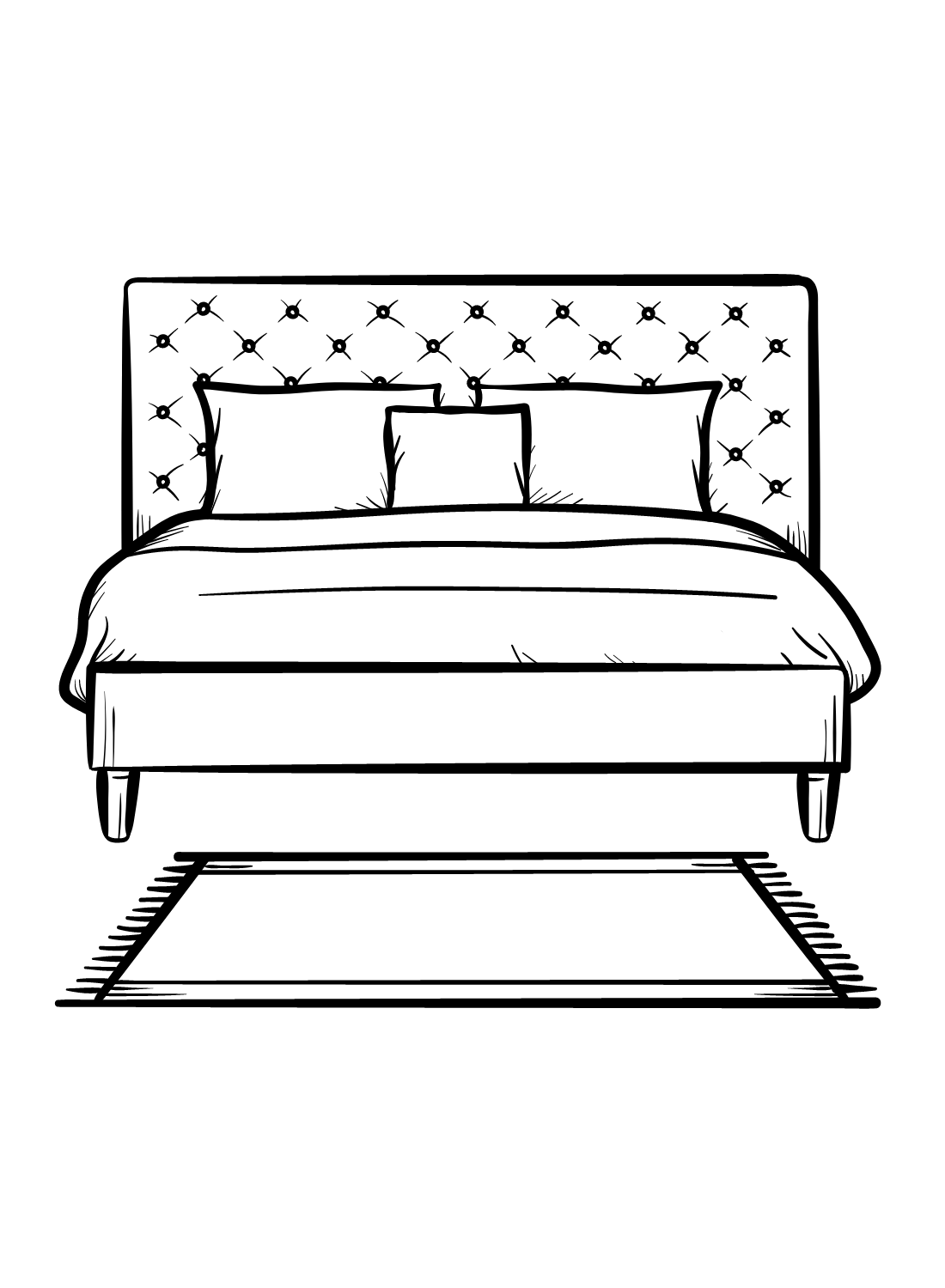Desenho para colorir de cama com travesseiros