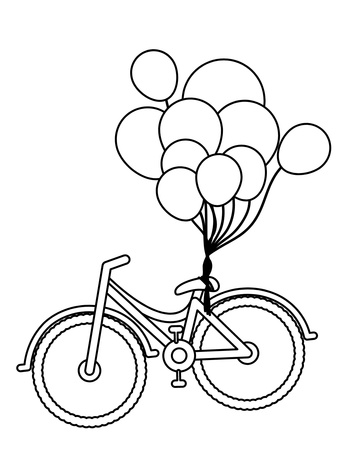 Bicycle and Balloons Coloring Page