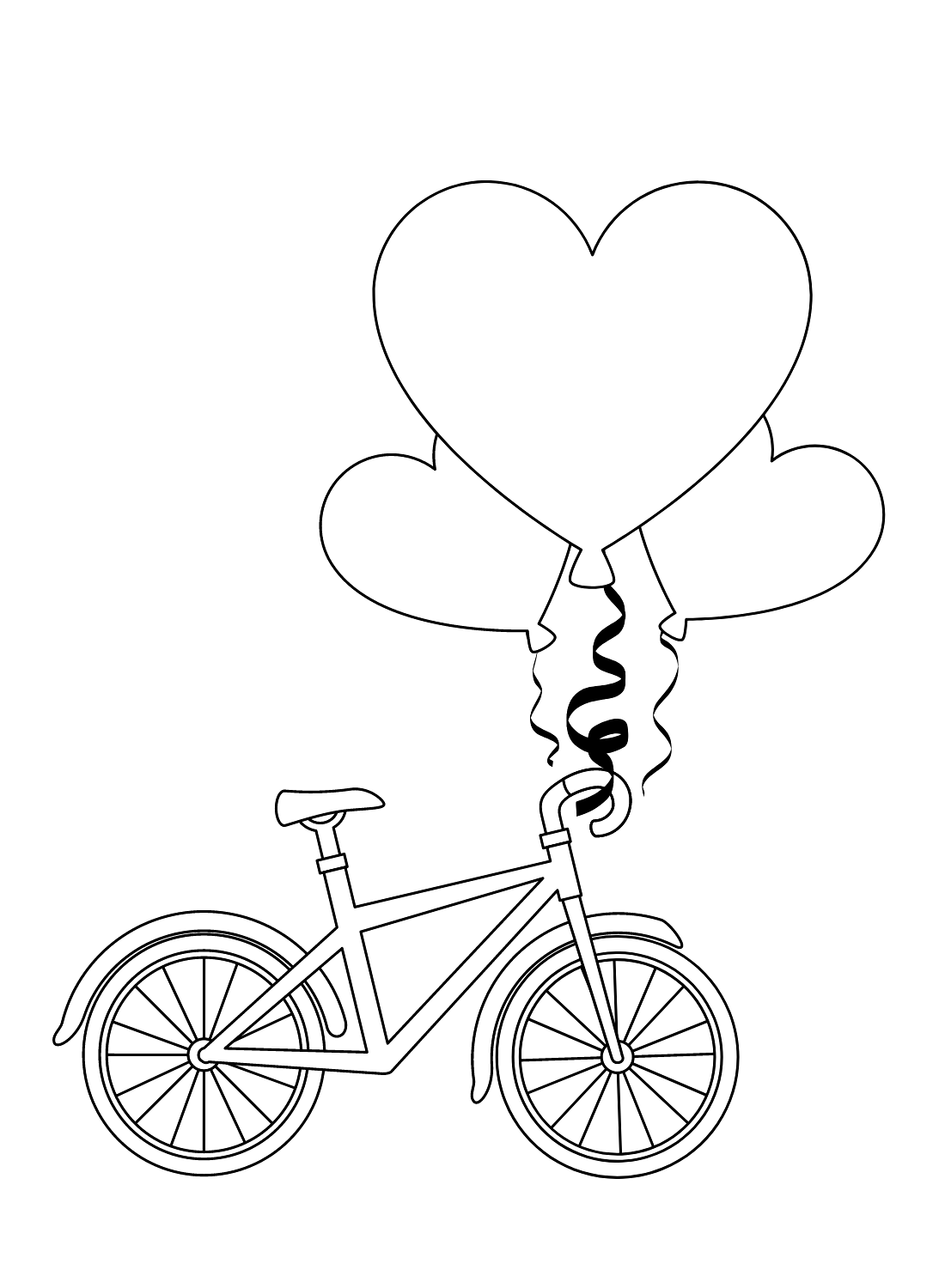 Fiets met liefdeshartballonnen van Bicycle