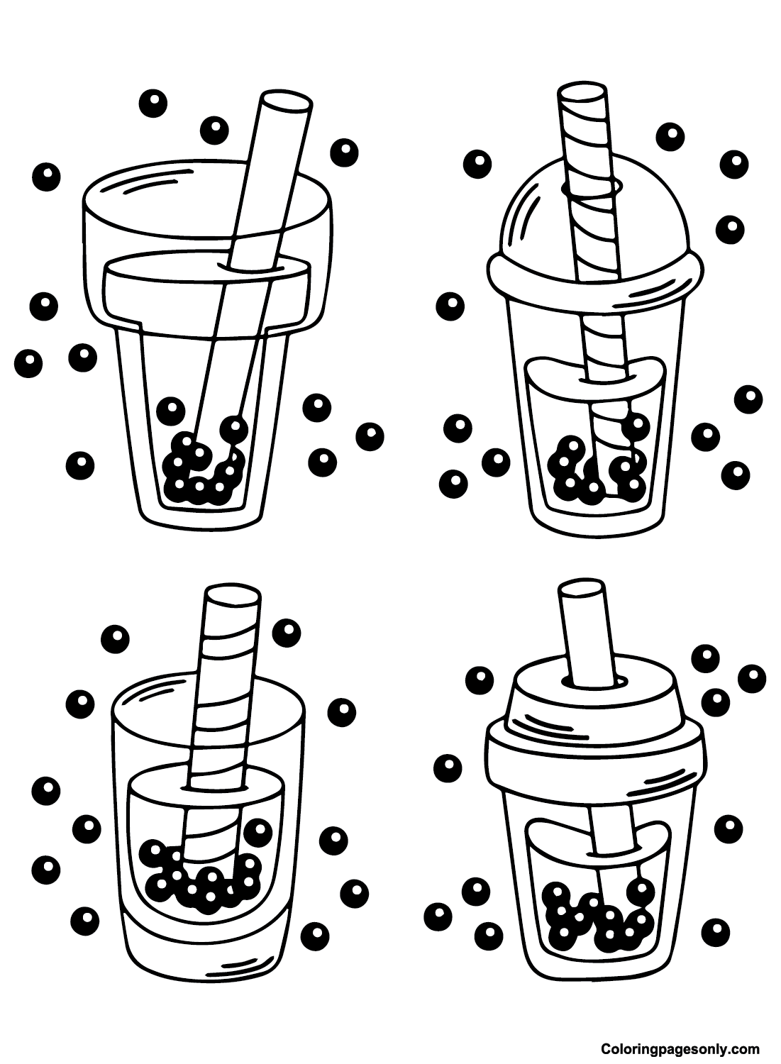 Boba Bubble Tea Coloring Page