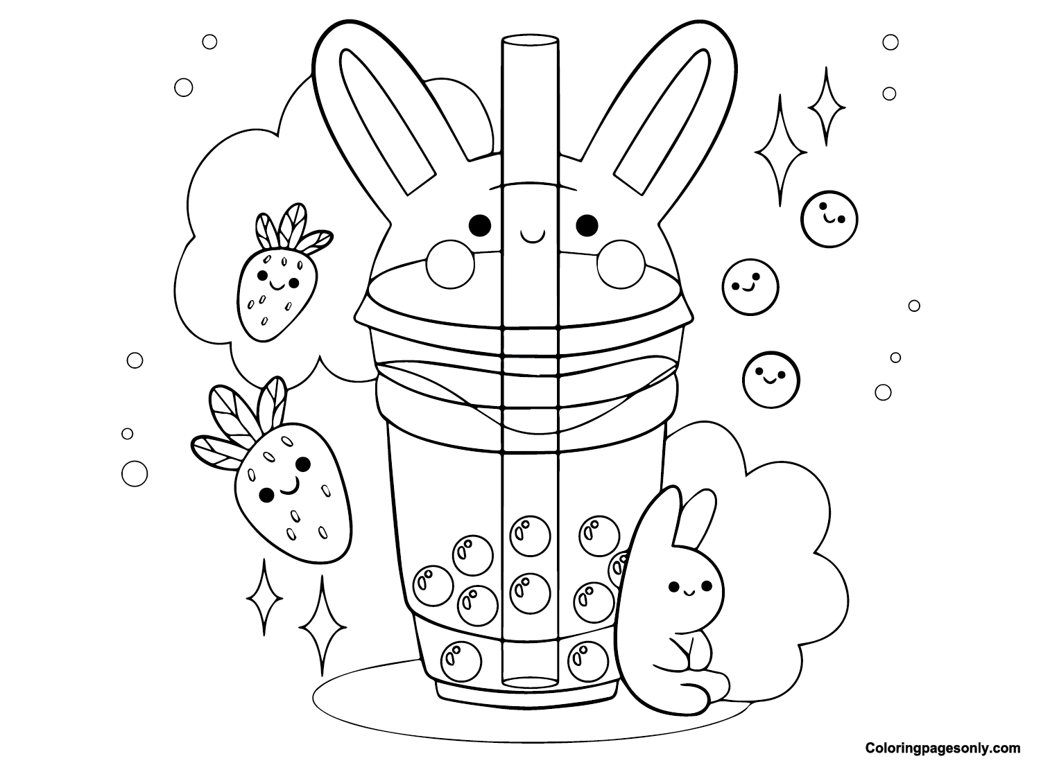 Boba Tea Coloring Page In Black And White Ready For Download