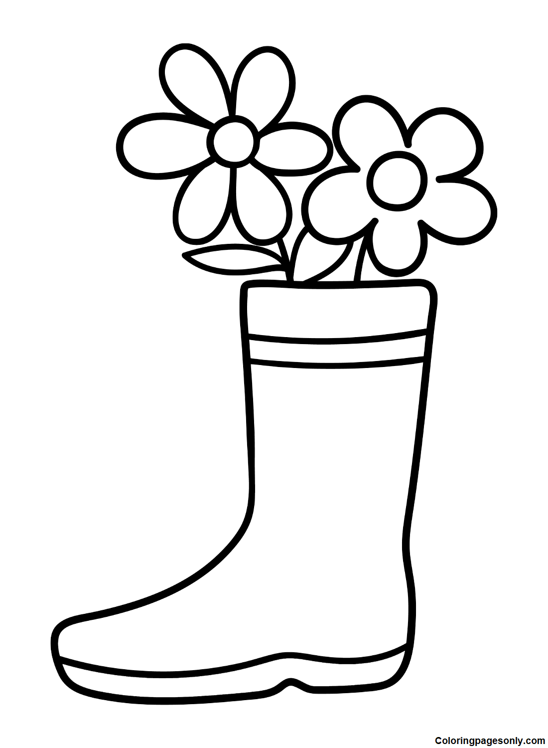 Boots with Flowers Coloring Page