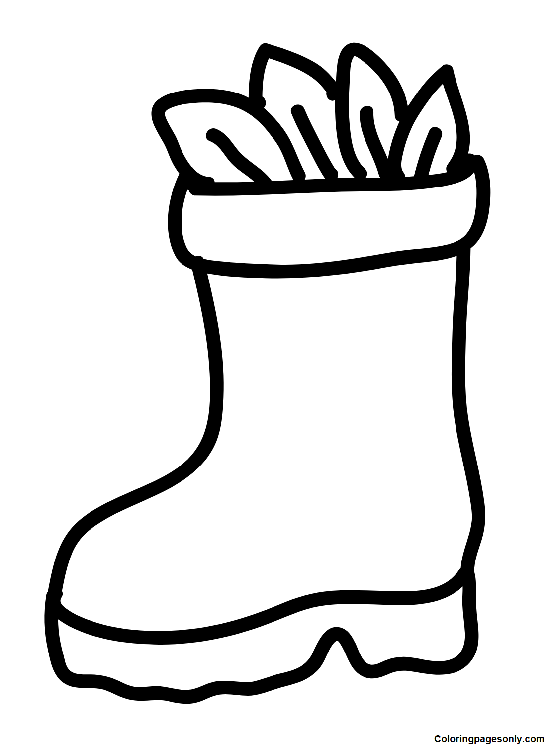 Boots with Leaves Coloring Page