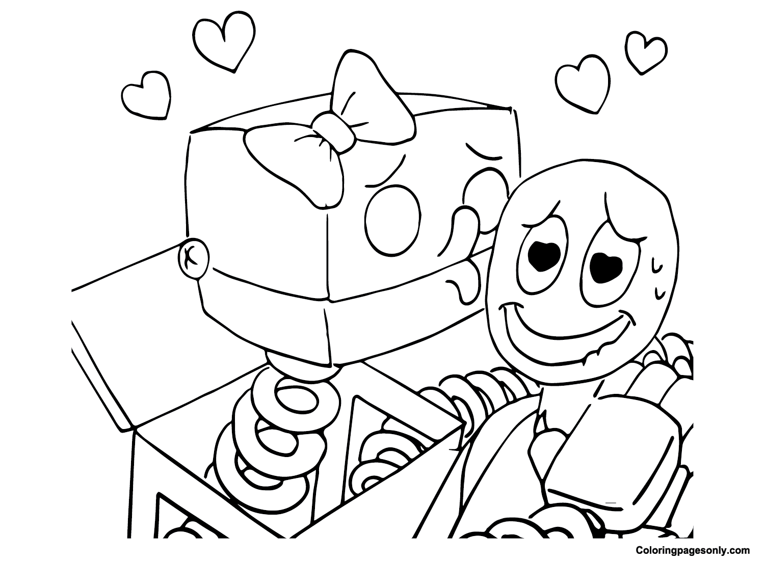 Boxy Boo Valentine Coloring Page