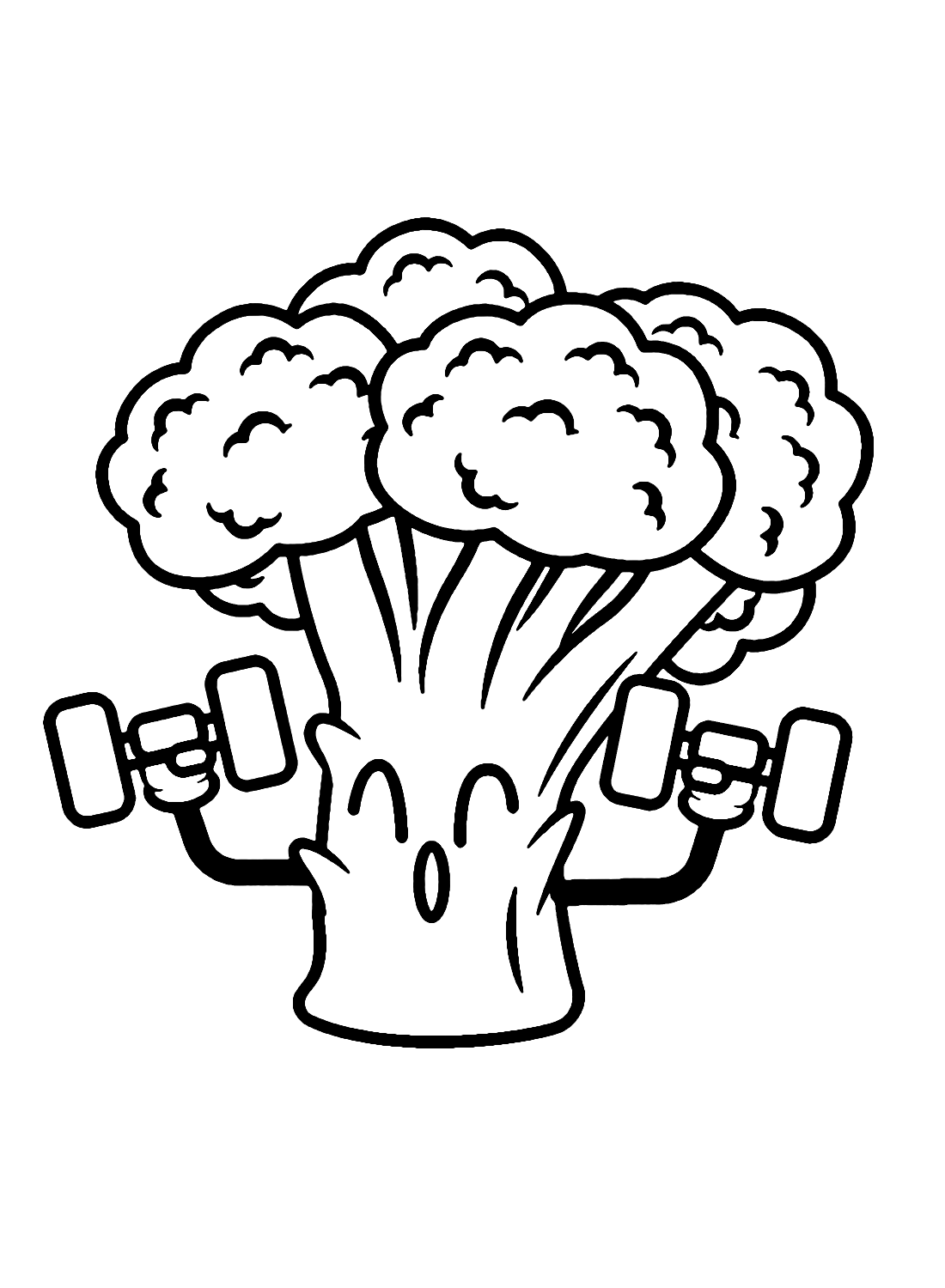 Broccoli Carrying Dumbbell Coloring Pages