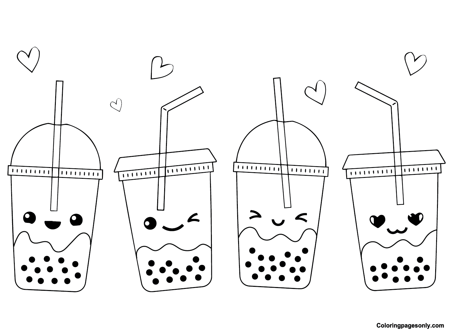 Ausmalbilder Bubble Tea Boba – Kostenlose Malvorlagen zum Ausdrucken