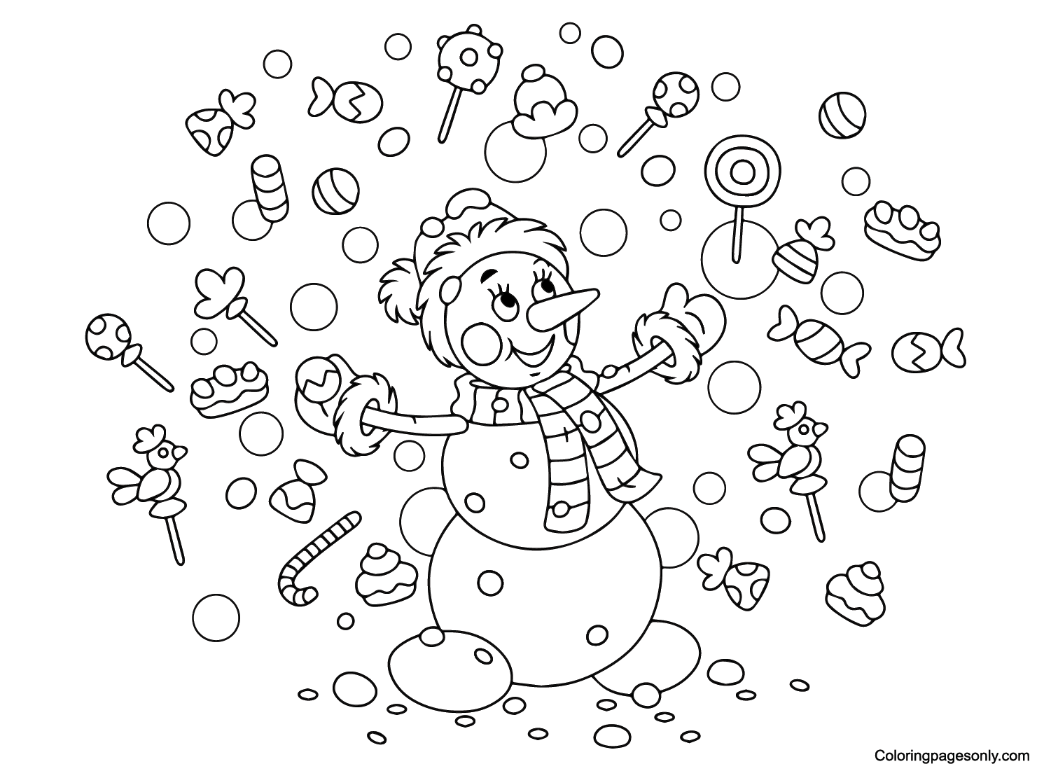 Candyland Christmas Decorations Coloring Page