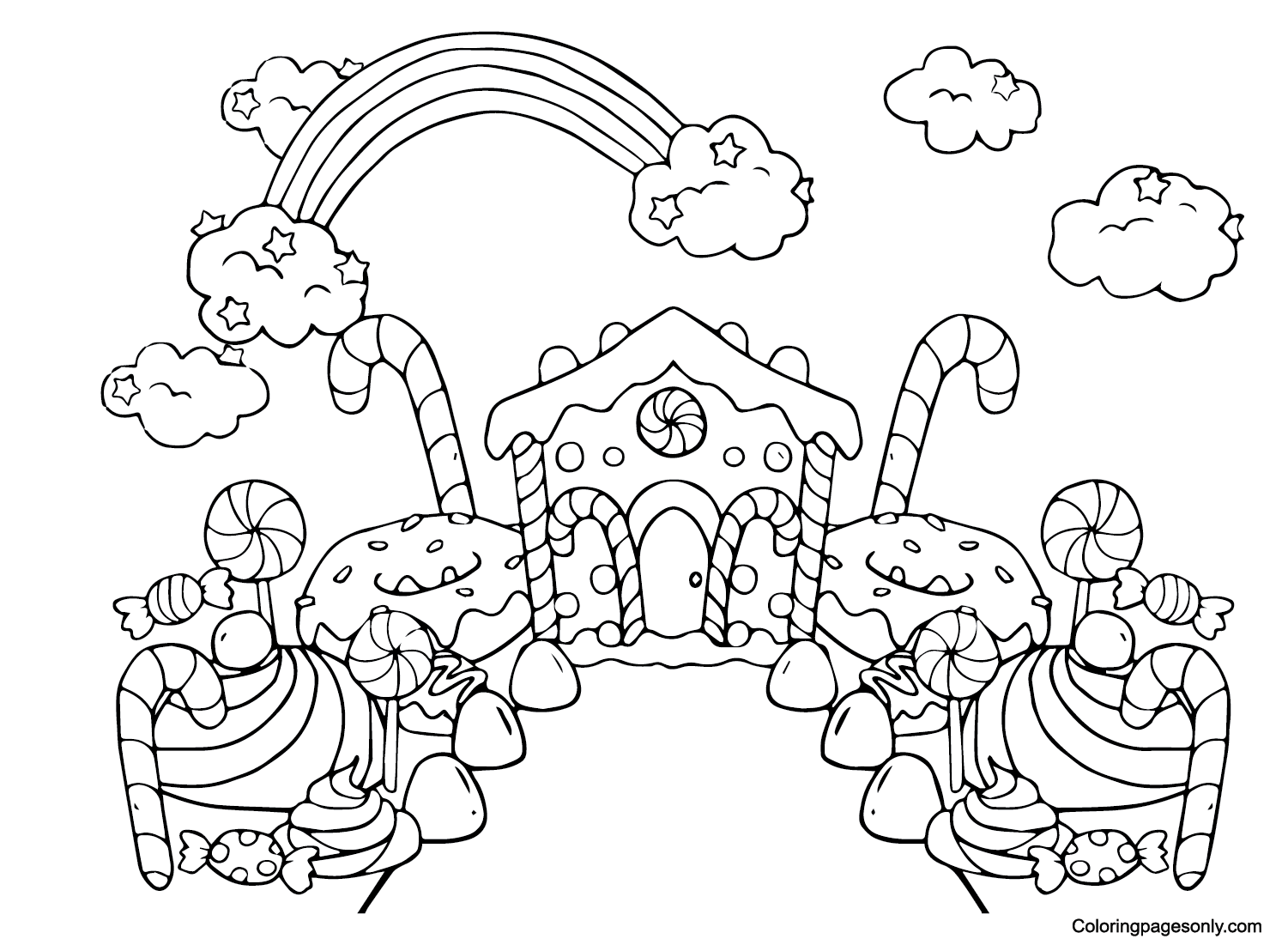 Candyland Theme Party Coloring Page